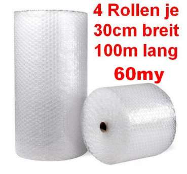 4 Rollen Luftpolsterfolie 30cm x 100m 60my Noppenfolie